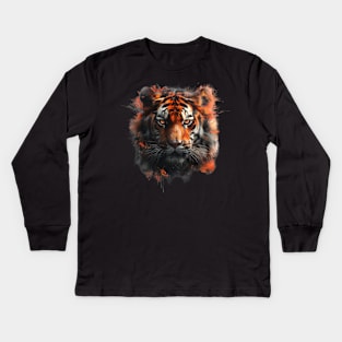 Abstract Tiger Tshirt Design Kids Long Sleeve T-Shirt